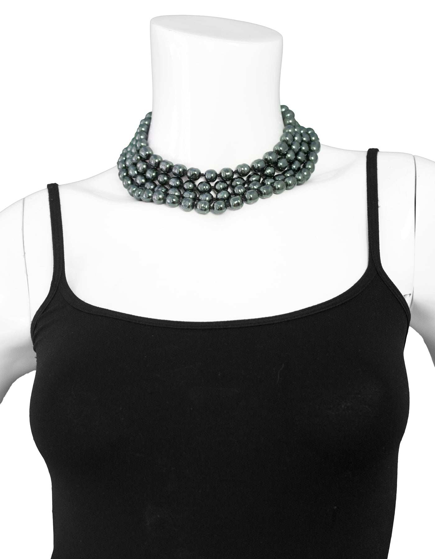 Chanel Vintage Dark Grey Pearl Necklace