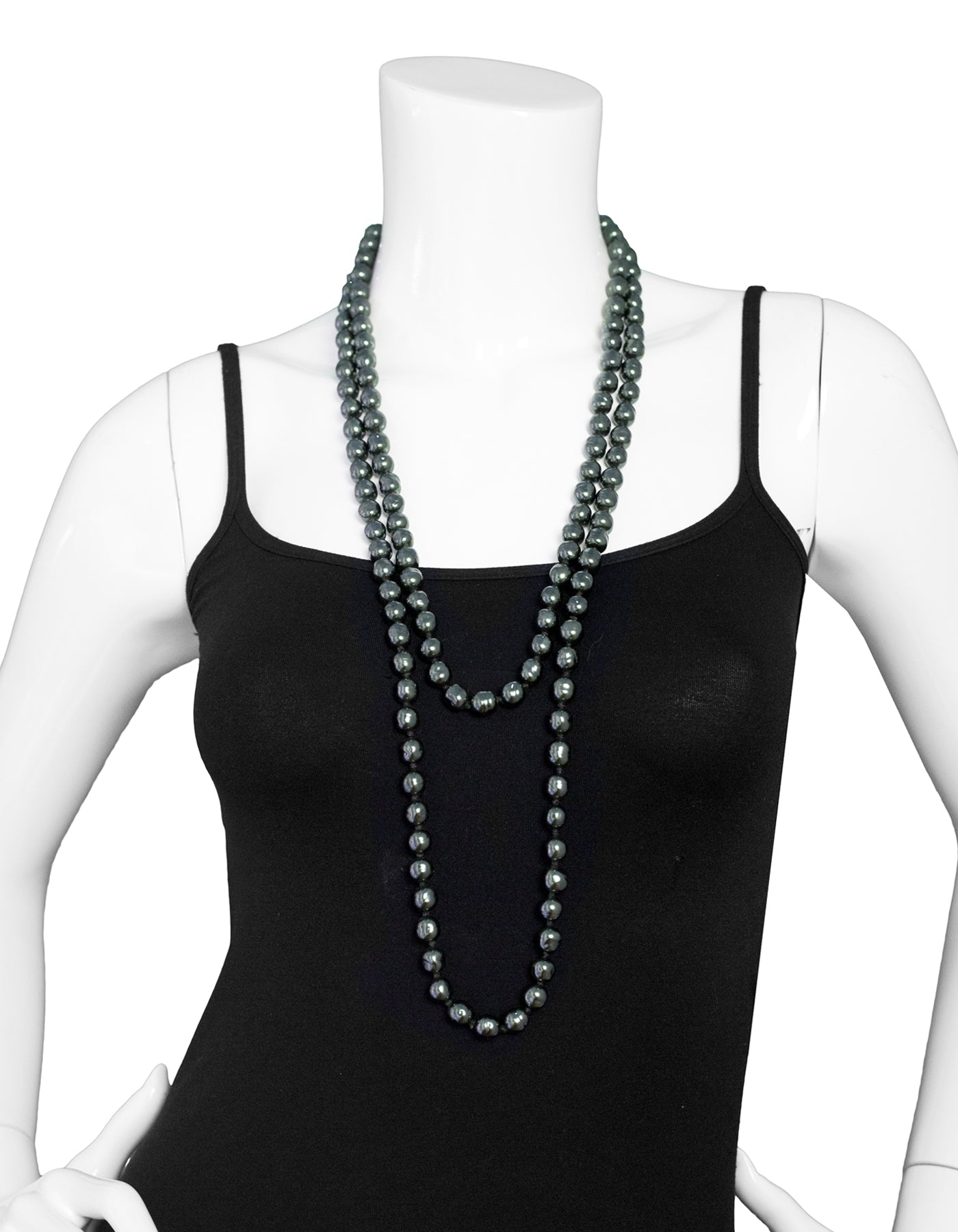 Chanel Vintage Dark Grey Pearl Necklace