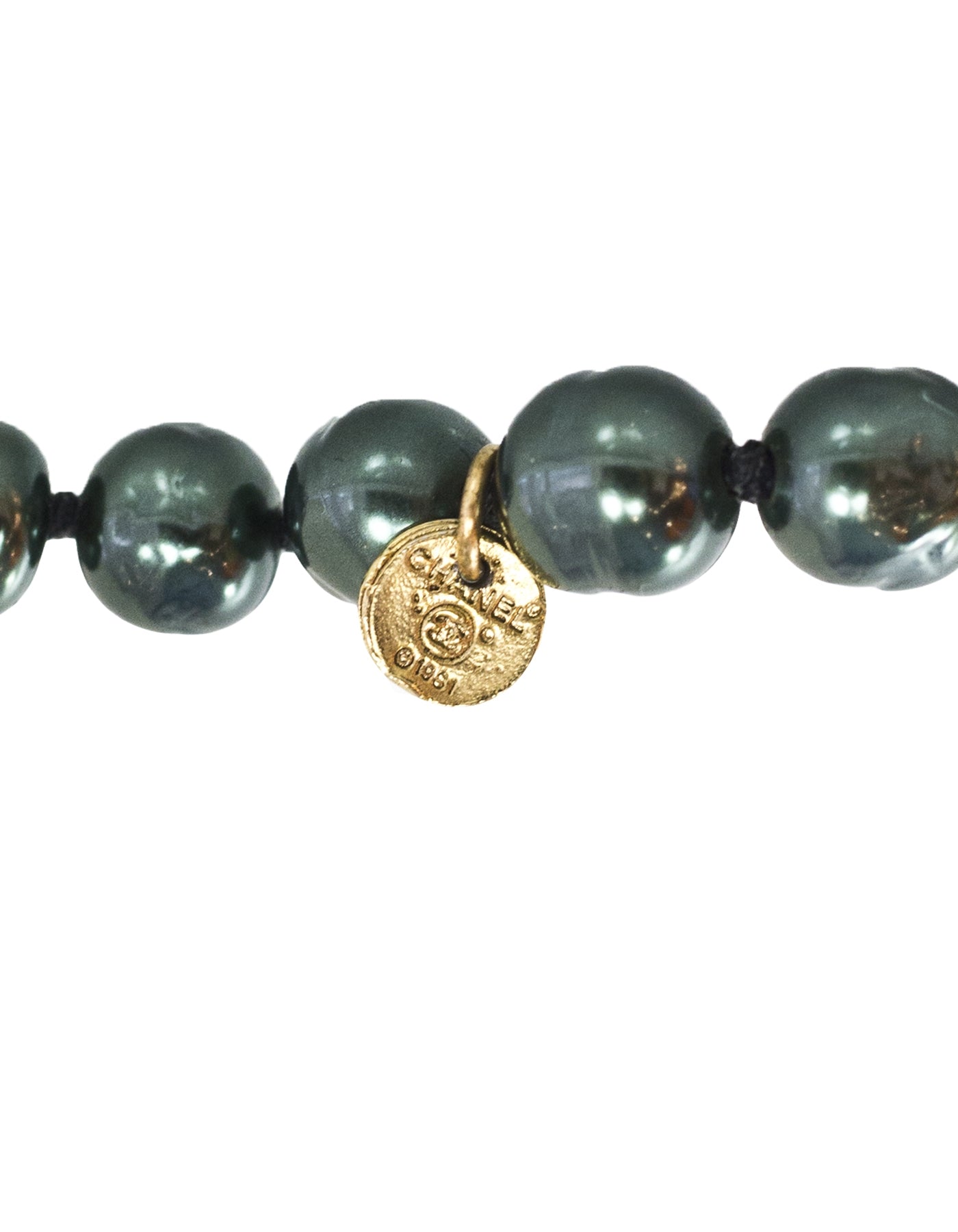 Chanel Vintage Dark Grey Pearl Necklace