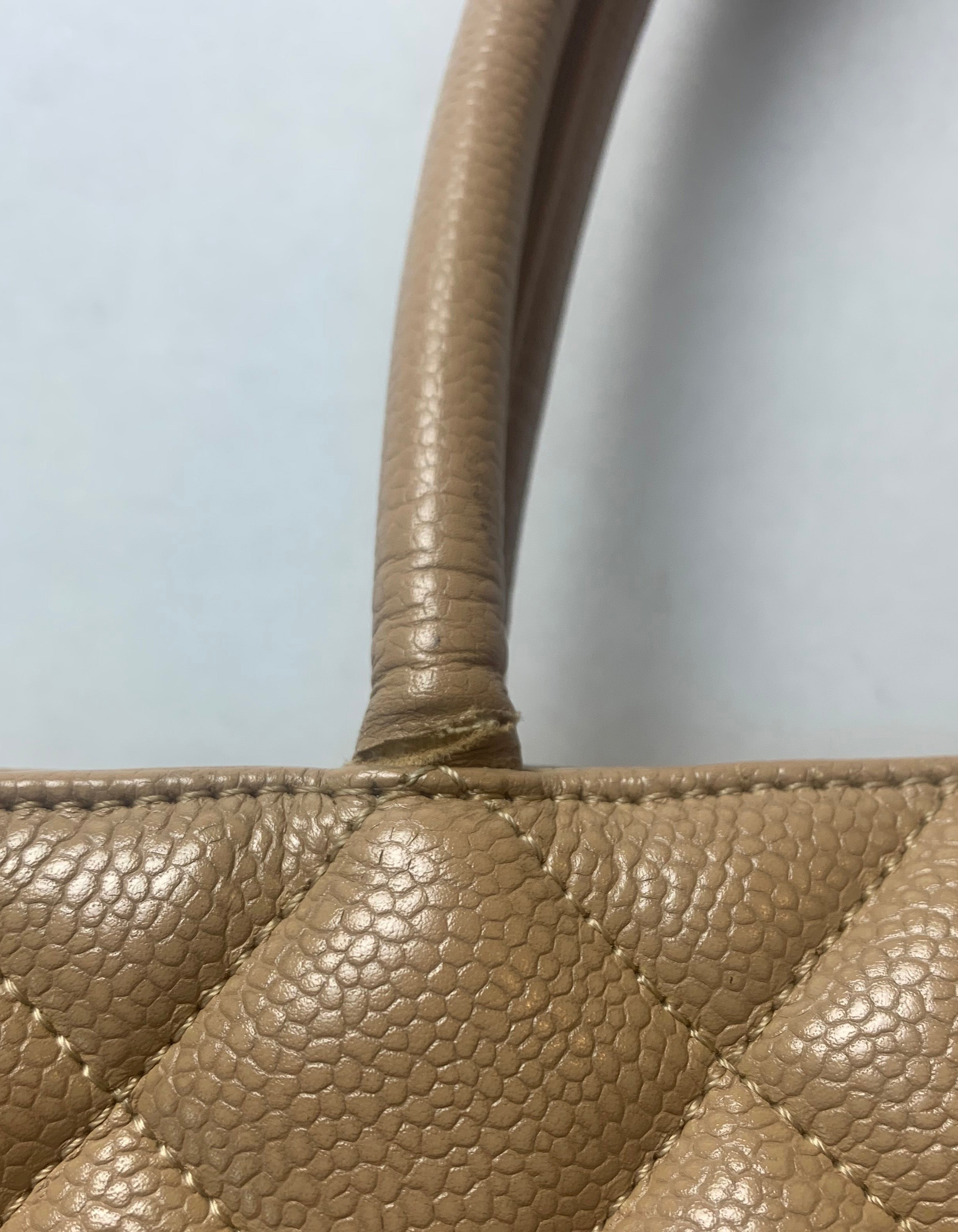 Chanel Beige Caviar Leather Medallion Tote Bag