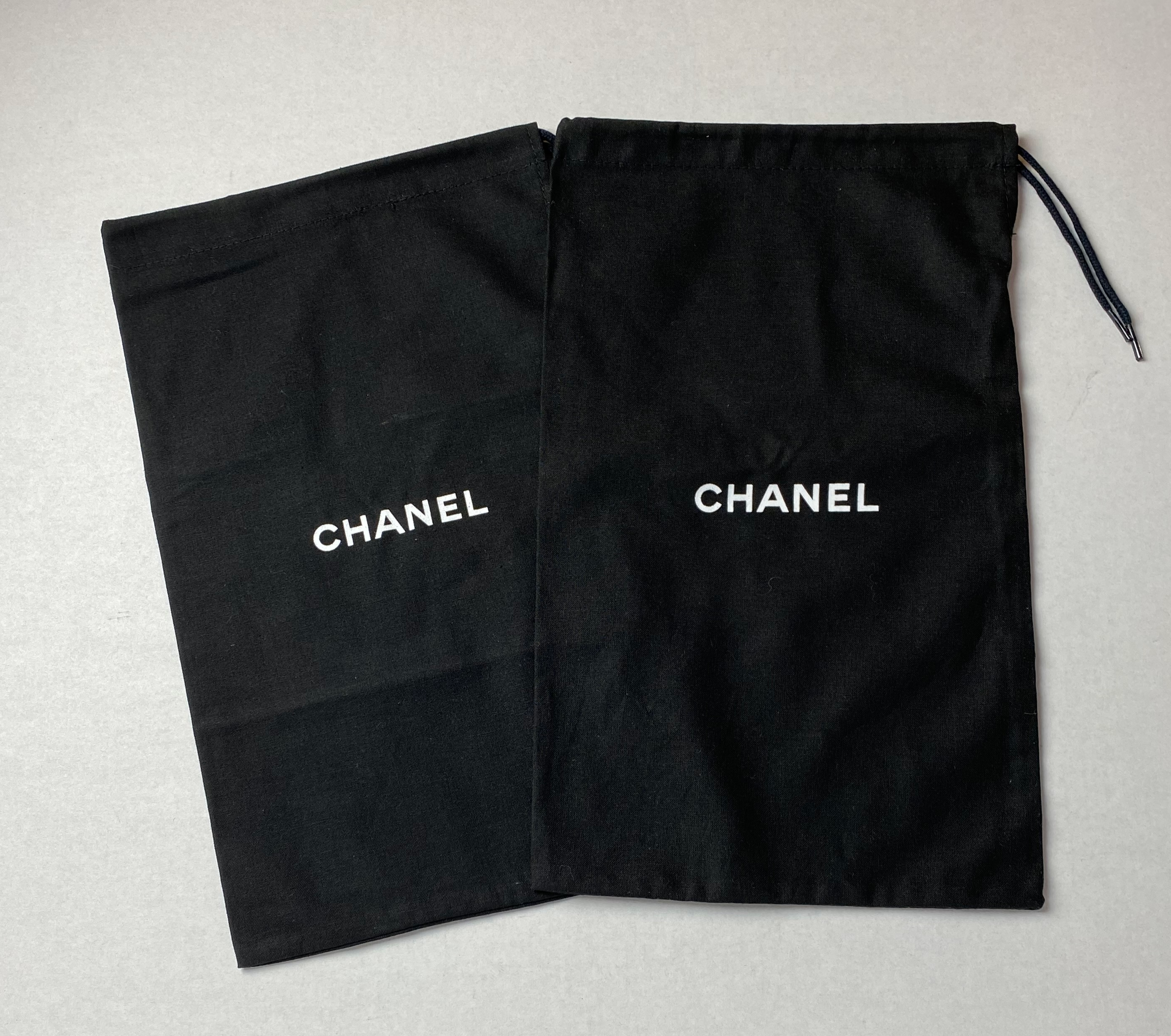 100% Auth Chanel Set of Two Black Shoe/ Small Bag/ Wallet Dust Bags 13