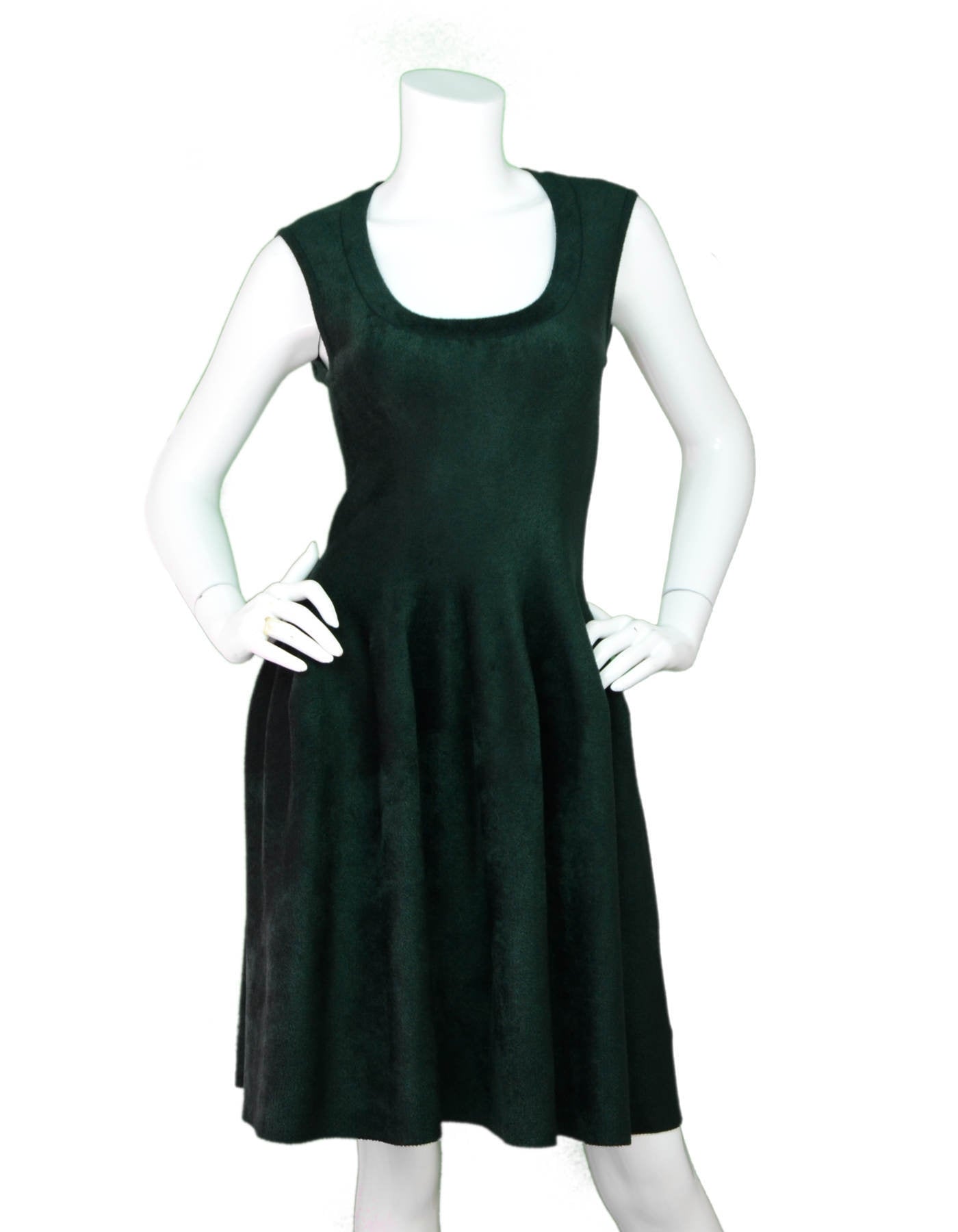 Alaia Green Velvet Fit & Flare Dress Sz FR40