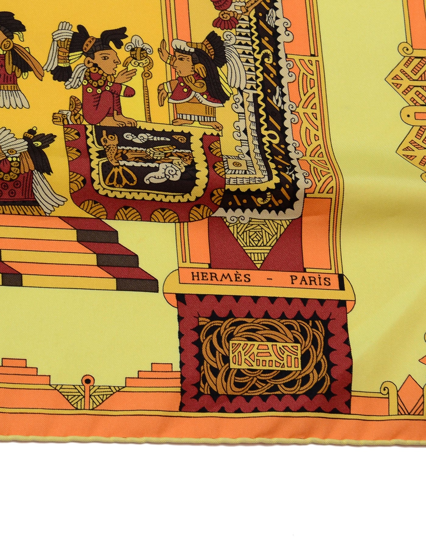 Hermes Yellow Astres Et Soleils 90cm Silk Scarf