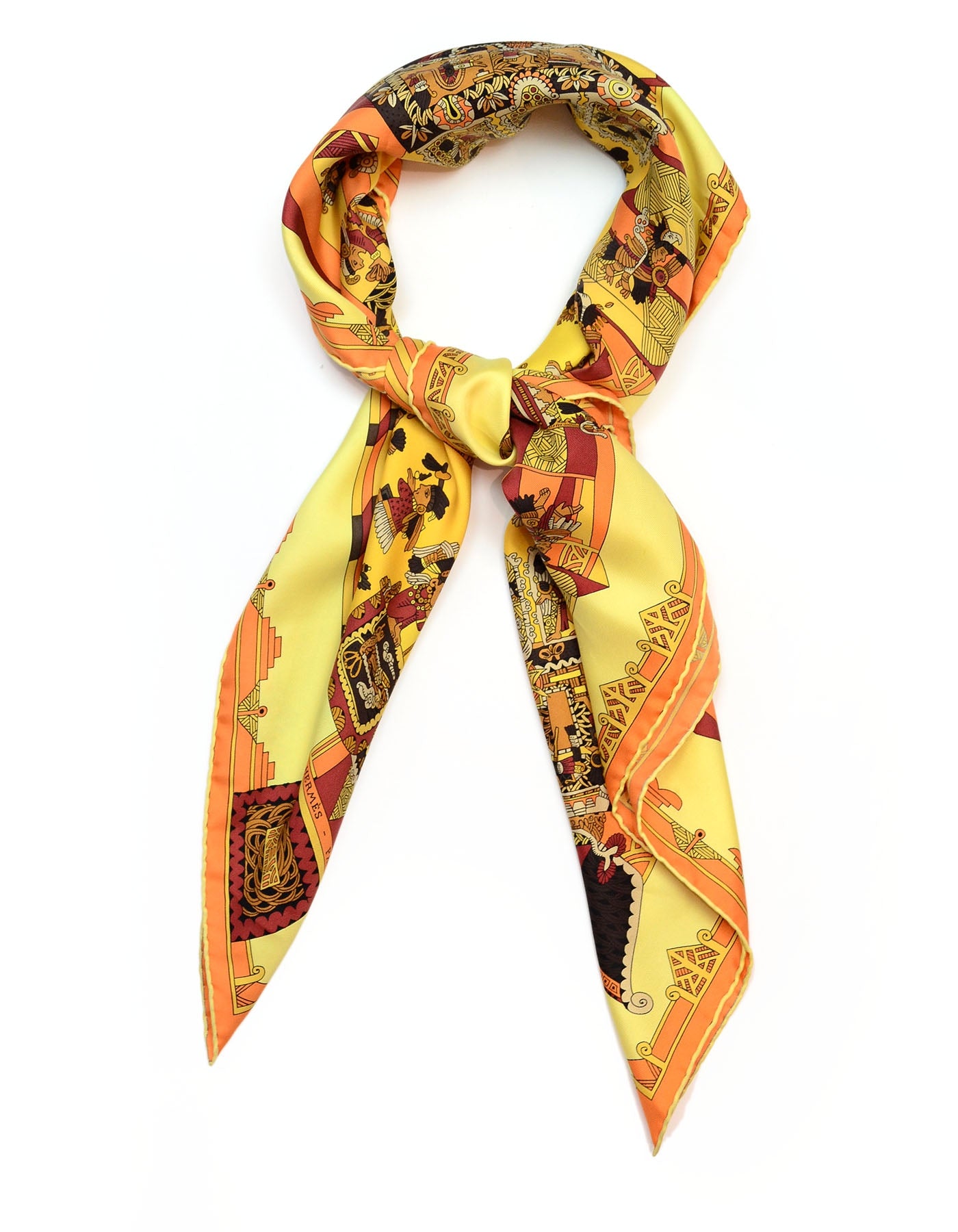 Hermes Yellow Astres Et Soleils 90cm Silk Scarf