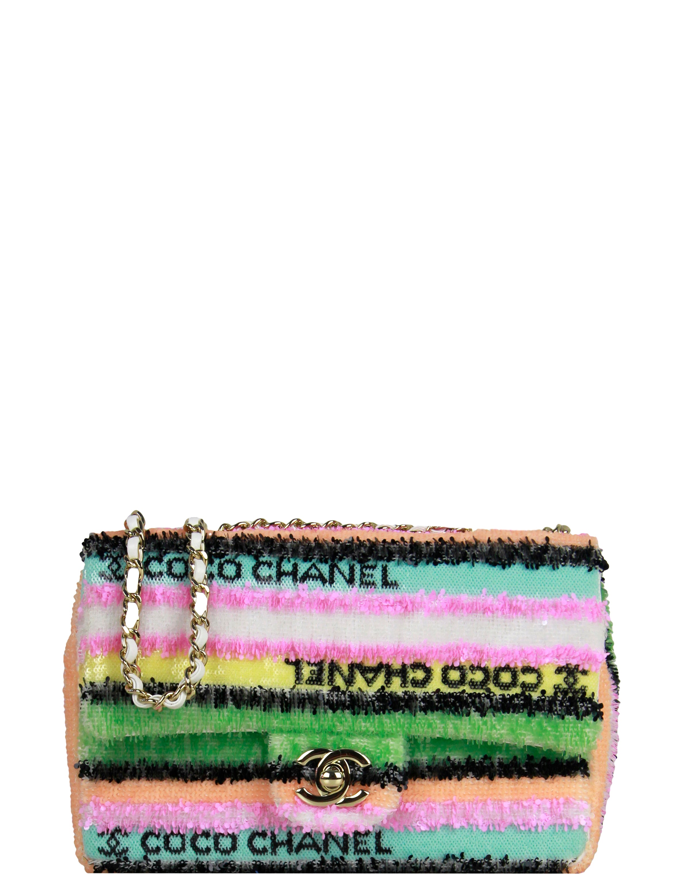 Chanel 2022 Multicolor Pastel Sequin COCO Mini Flap Bag