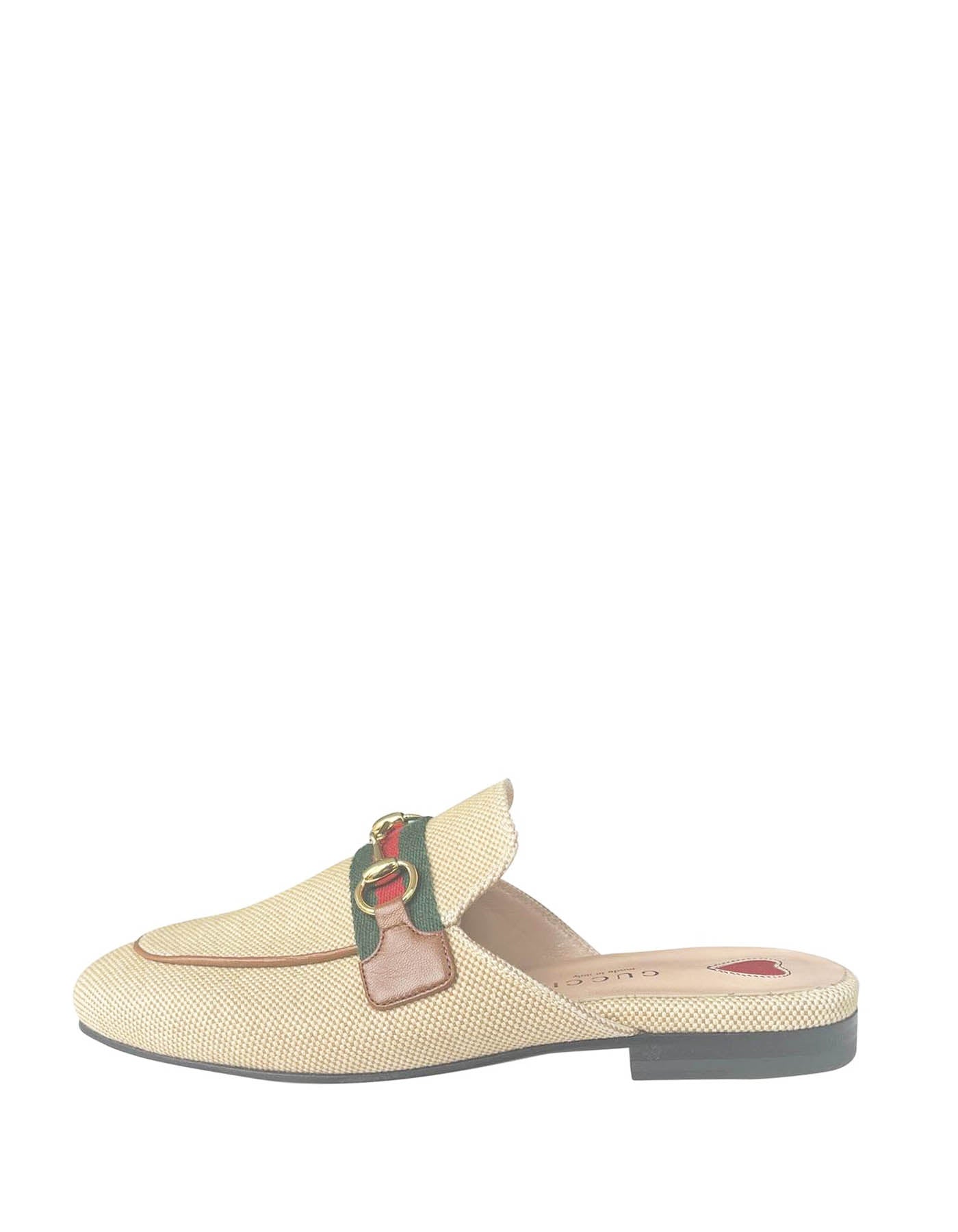 Gucci 2019 NEW Beige Princetown Canvas Bit Mules sz 34.5