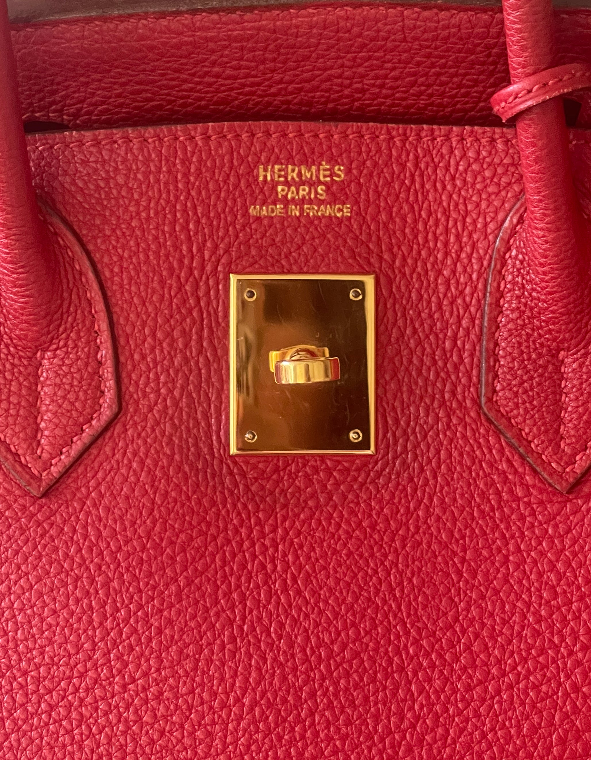 Hermes Rouge Vif Red Togo Leather 30cm Birkin Bag GHW