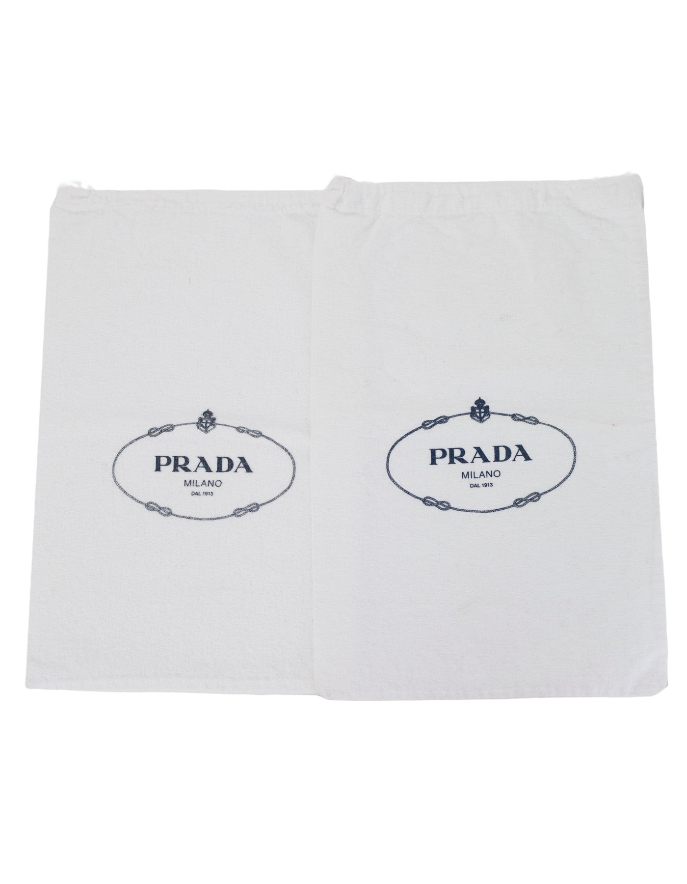 Prada White Canvas Set of 2 Travel Shoe Dust Bags