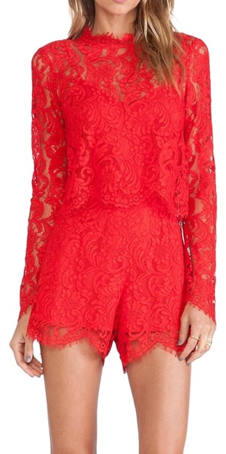 Saylor Red Savannah Lace Romper/Jumpsuit sz S