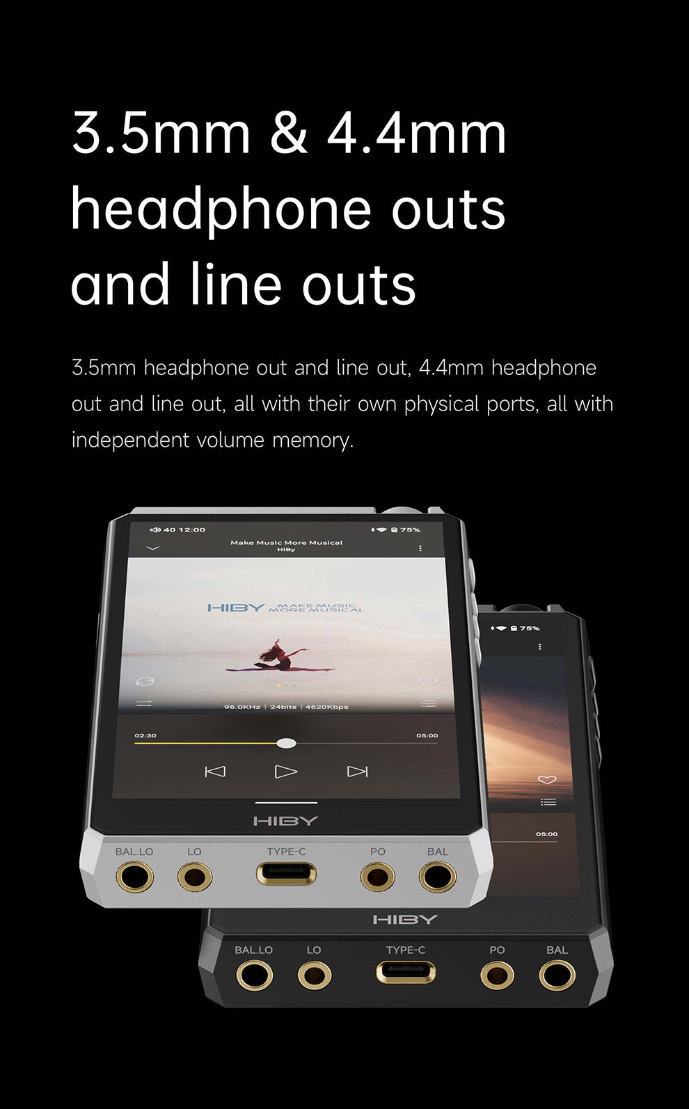 3.5mm & 4.4mm headphone outsand line outs