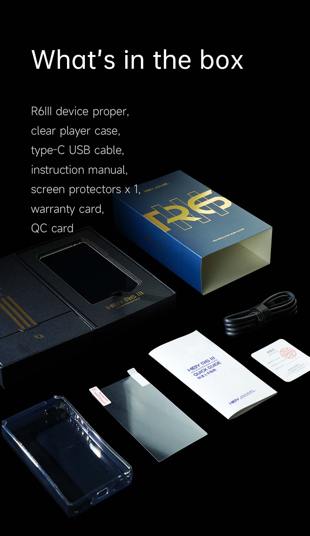 What's in the box of HiBy R6 III Portable Music Player