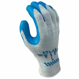 ATLAS 300 General Purpose Latex Coated Fingers/Palm Gloves, Large, Blue/Gray - 12/Box