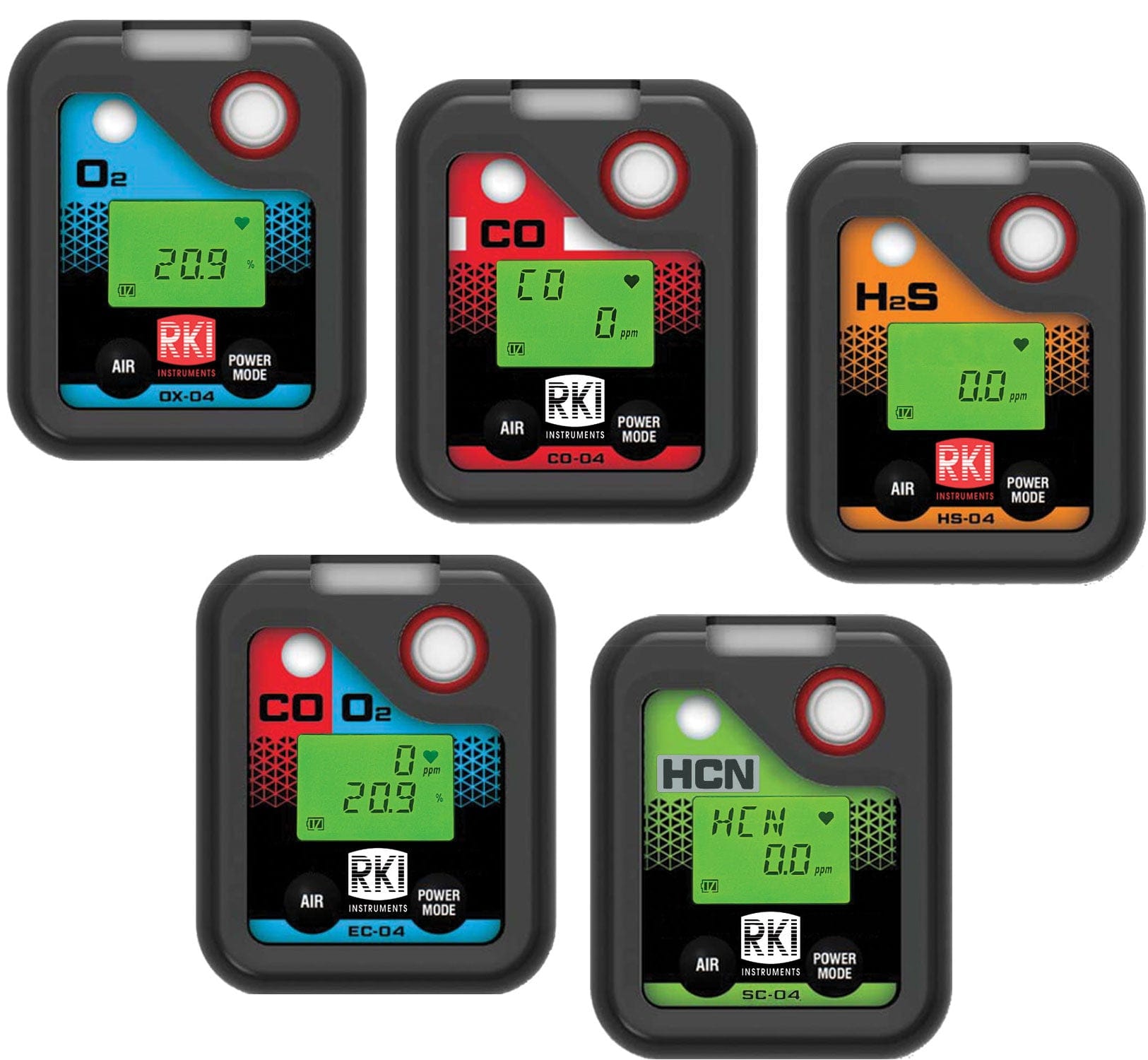 RKI 04 Series Single Gas Toxic Monitor O2, H2S, CO, NH3, Cl2, HCN, NO2,PH3, & SO2