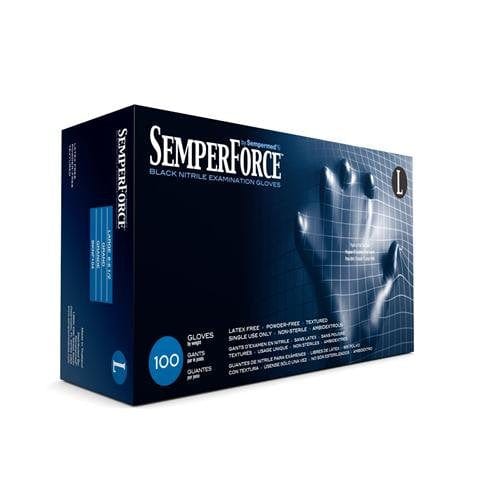 SemperForce Black Powder Free 4 Mil Nitrile Gloves (100 Per Box)