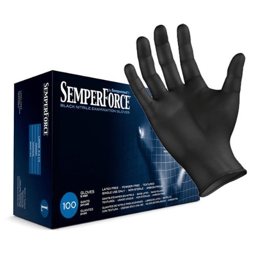 SemperForce Black Powder Free 4 Mil Nitrile Gloves (100 Per Box)