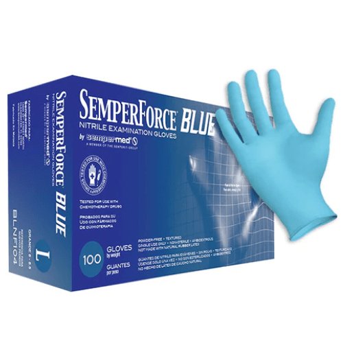 SemperForce Blue Powder Free 4 Mil Nitrile Gloves (100 Per Box)