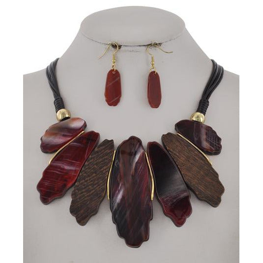 Maya Necklace & Earring Set (Red)