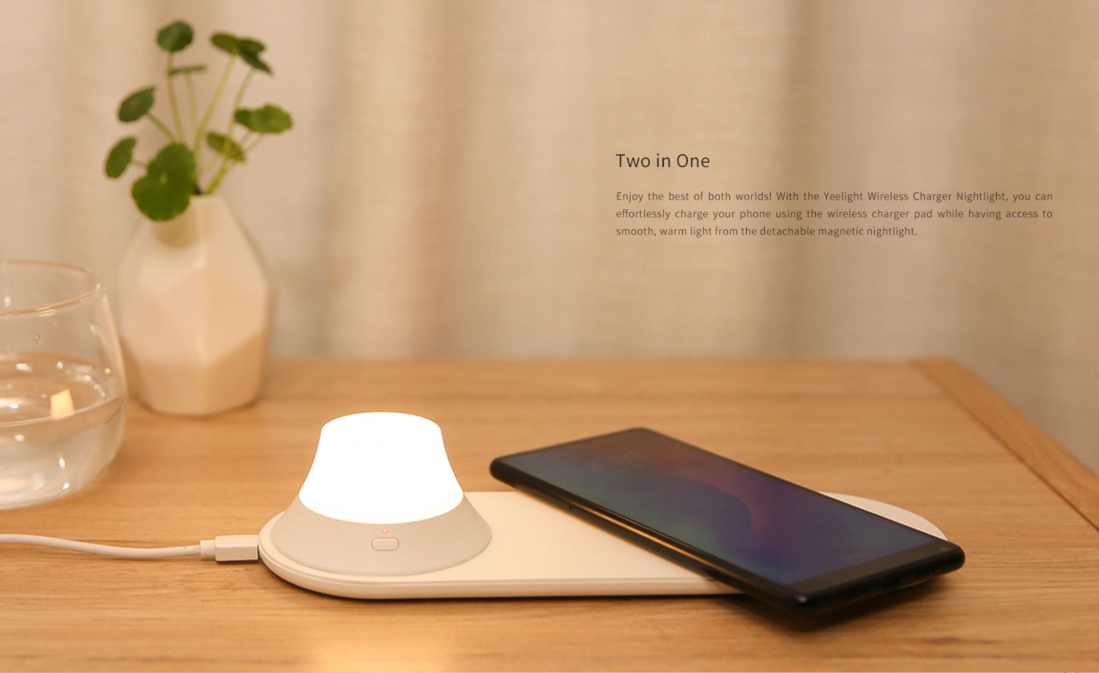 Yeelight XiaoMi 2 in 1 Wireless Fast Charging for mobile phone Detachable LED Nightlight