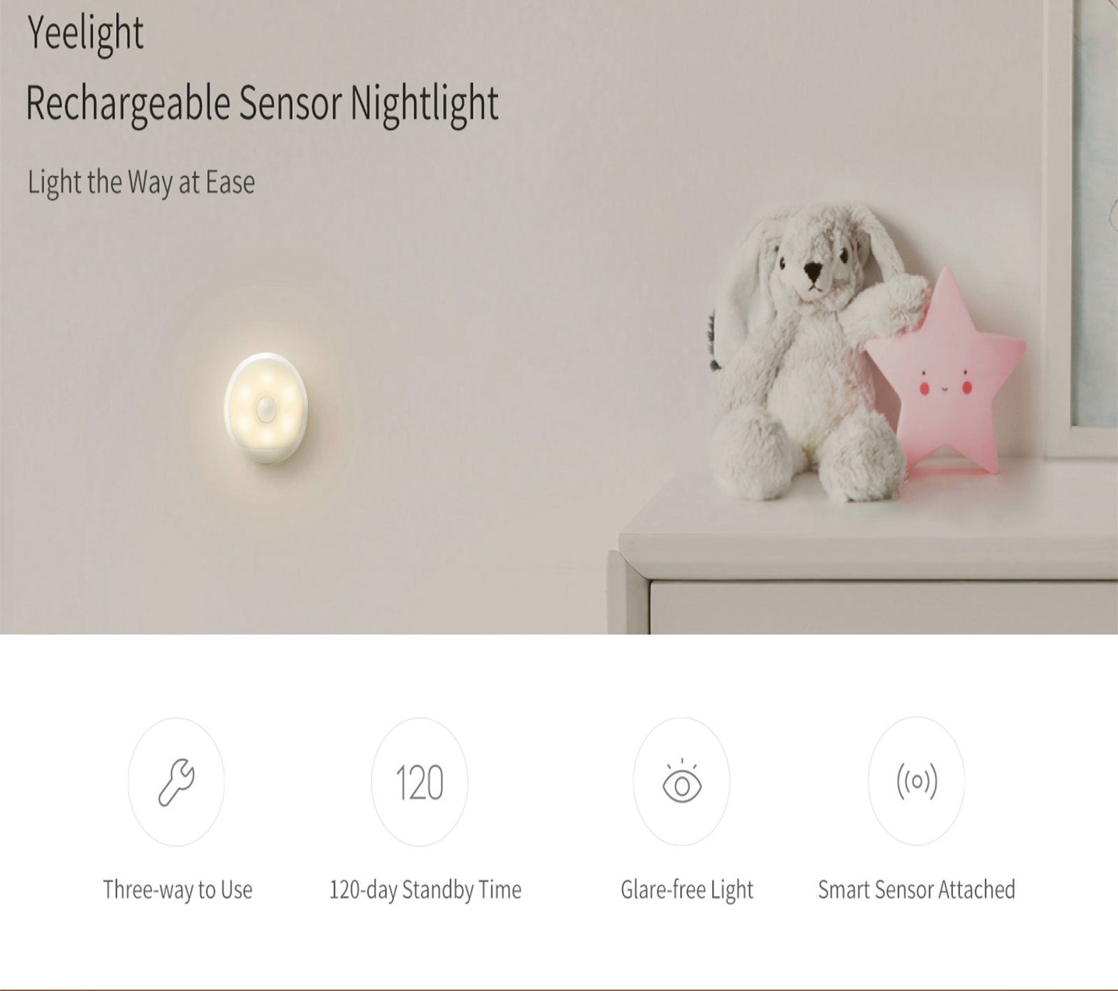 Yeelight Xiaomi Smart Motion Sensor LED Night Wireless Rechargeable Lamp