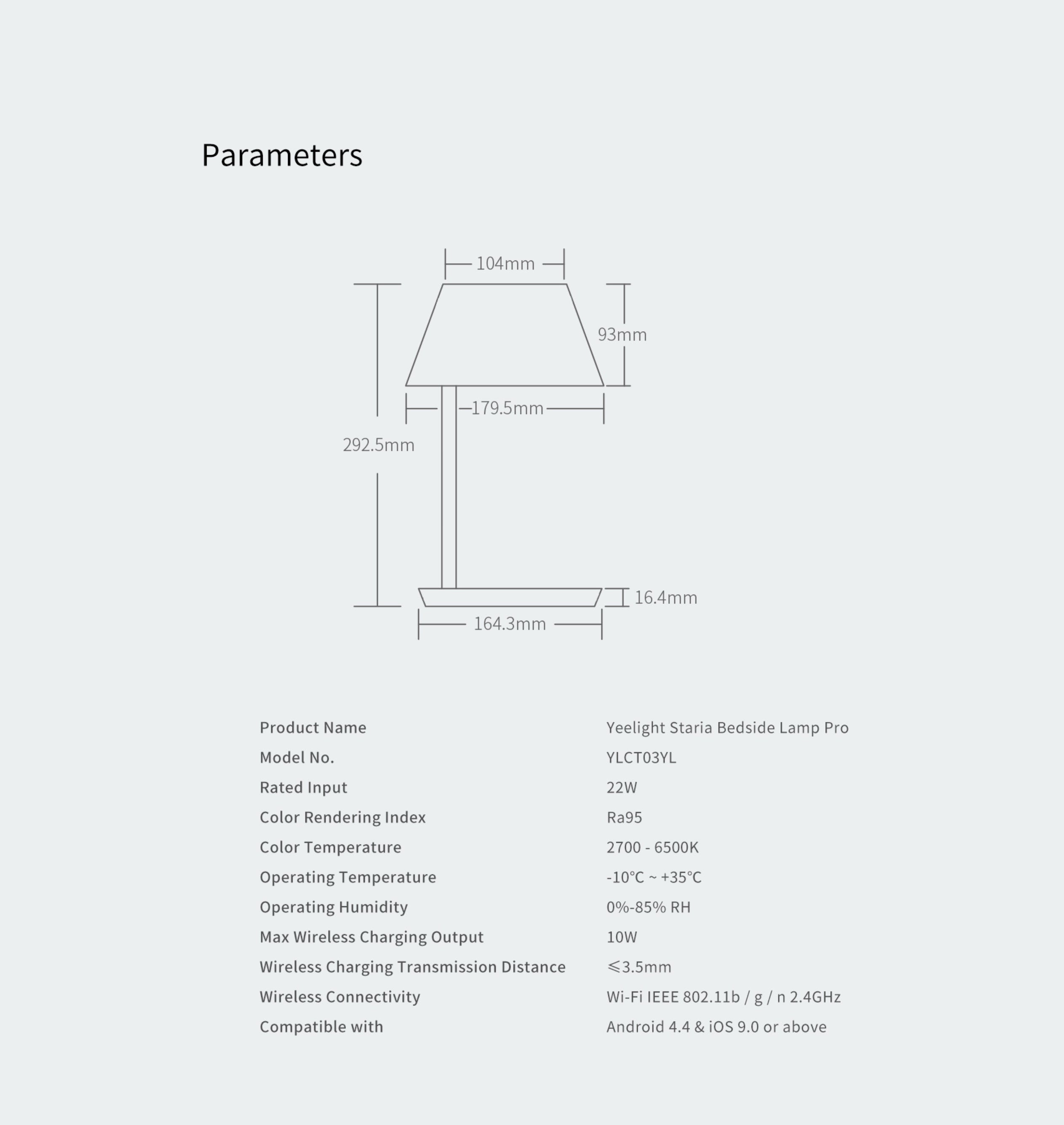 Yeelight XiaoMI Smart Bedside Lamp ProWireless Fast Charging for mobile phone App Control