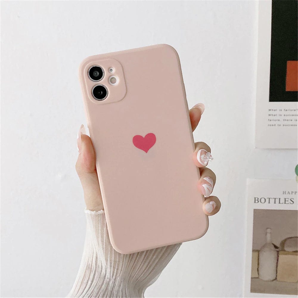 Solid Color Love Heart iPhone Case