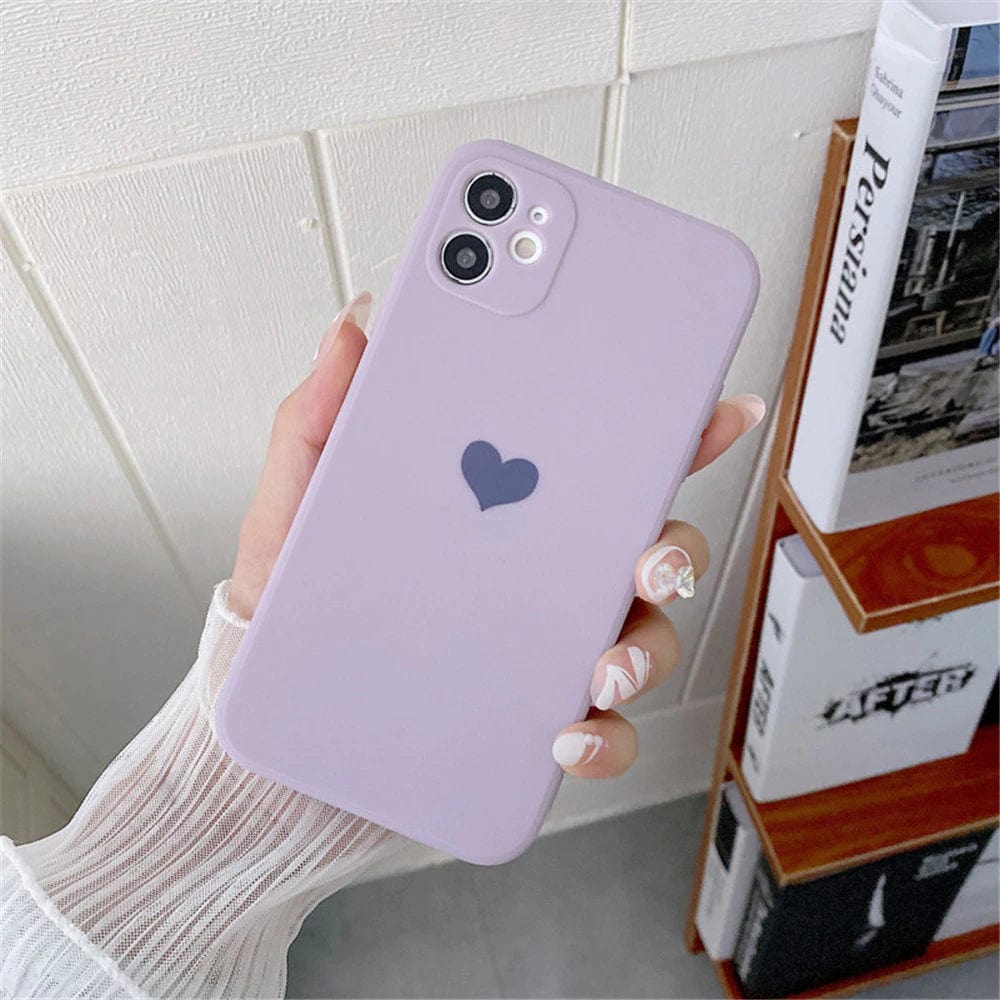 Solid Color Love Heart iPhone Case