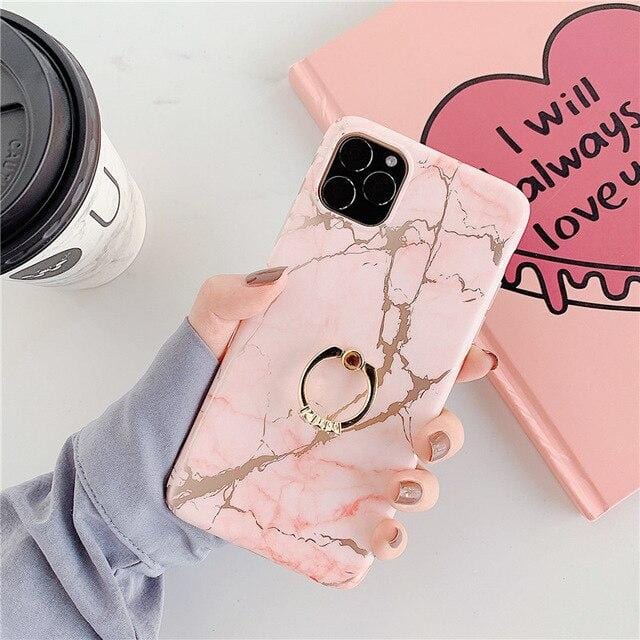Ring Stand Marble iPhone Case