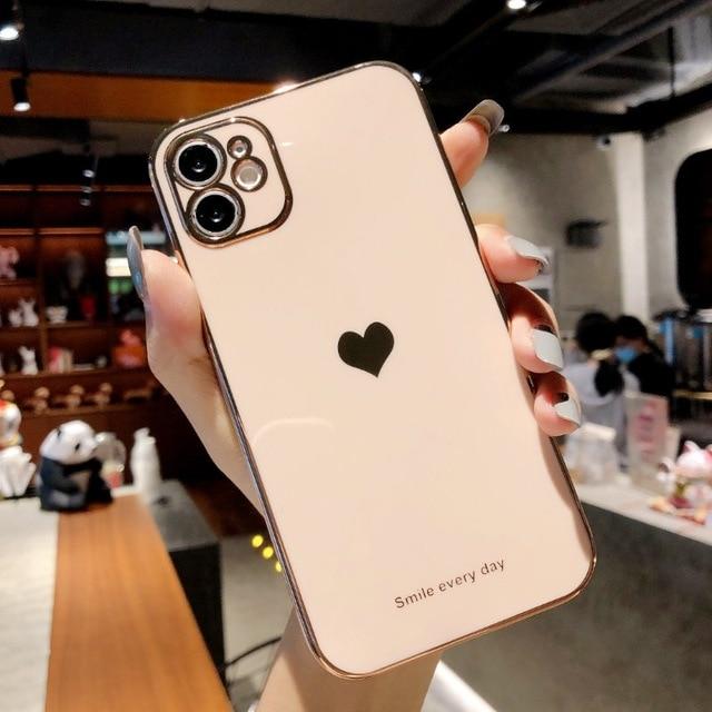 Protective Electroplated Love Heart iPhone Case