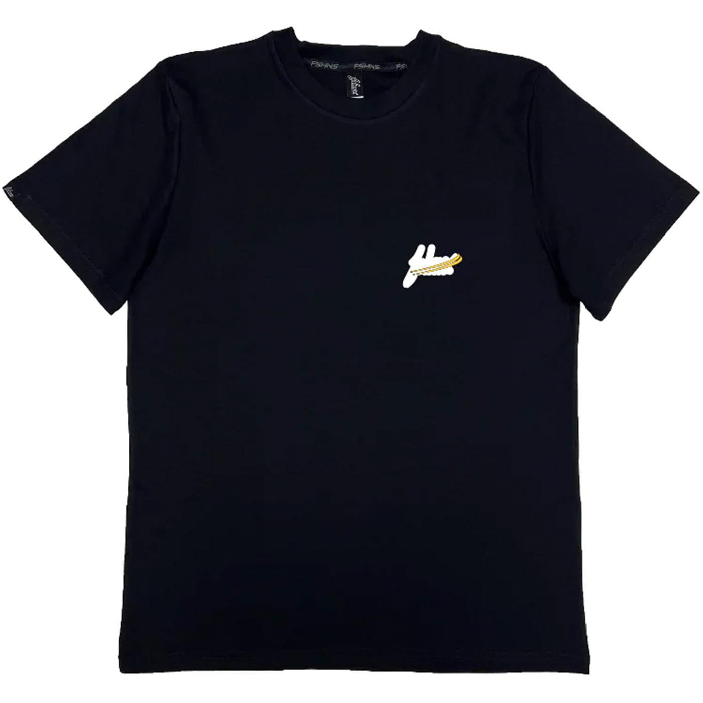 Medium Logo Brushstroke Pima Tee (Black/White/Gold)