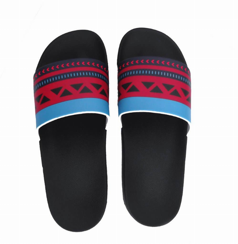 Blue Ethnic Slide Sandals