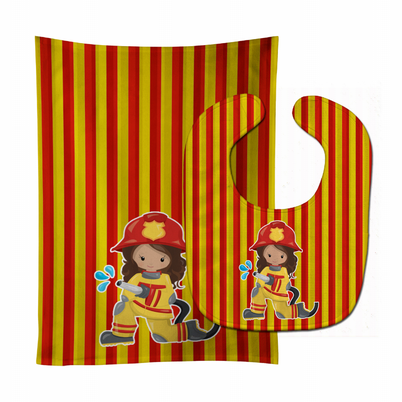 Fireman Baby Bib & Burp Cloth