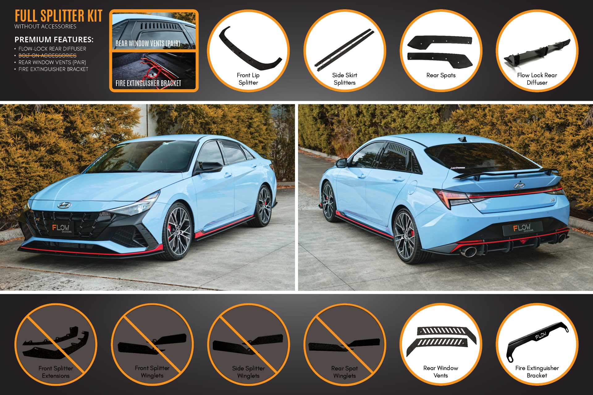 CN7 Elantra N Sedan 2021 Full Lip Splitter Set