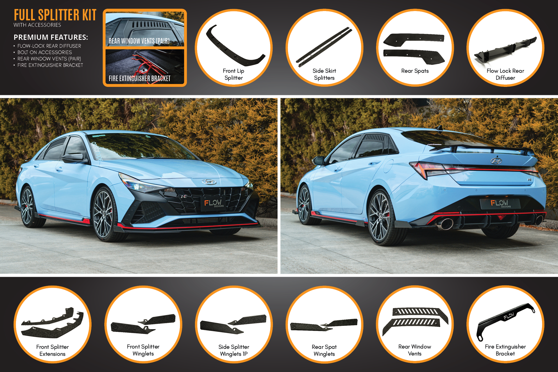 CN7 Elantra N Sedan 2021 Full Lip Splitter Set