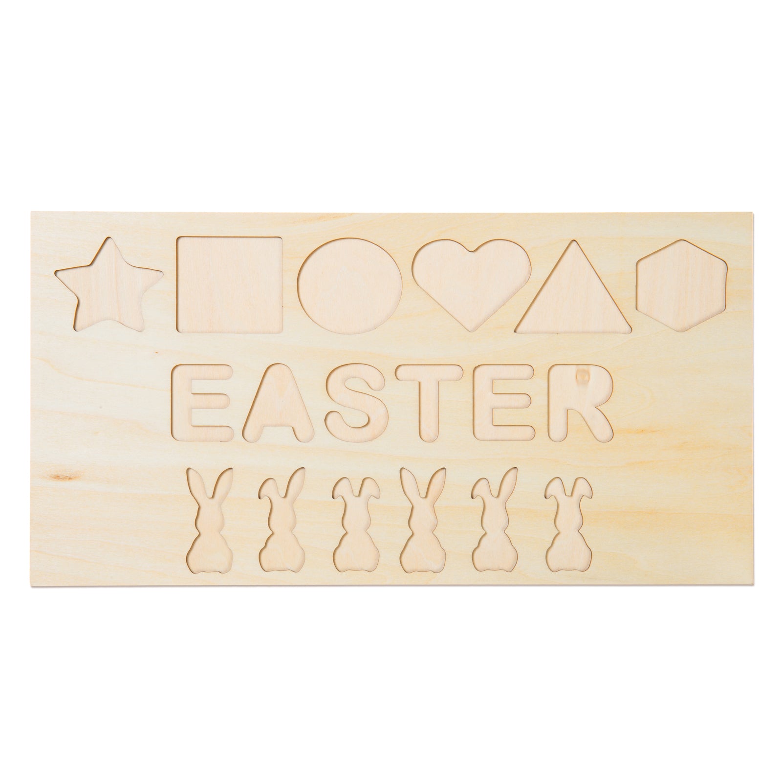 Custom Wooden Name Puzzle with Shapes and Bunnies