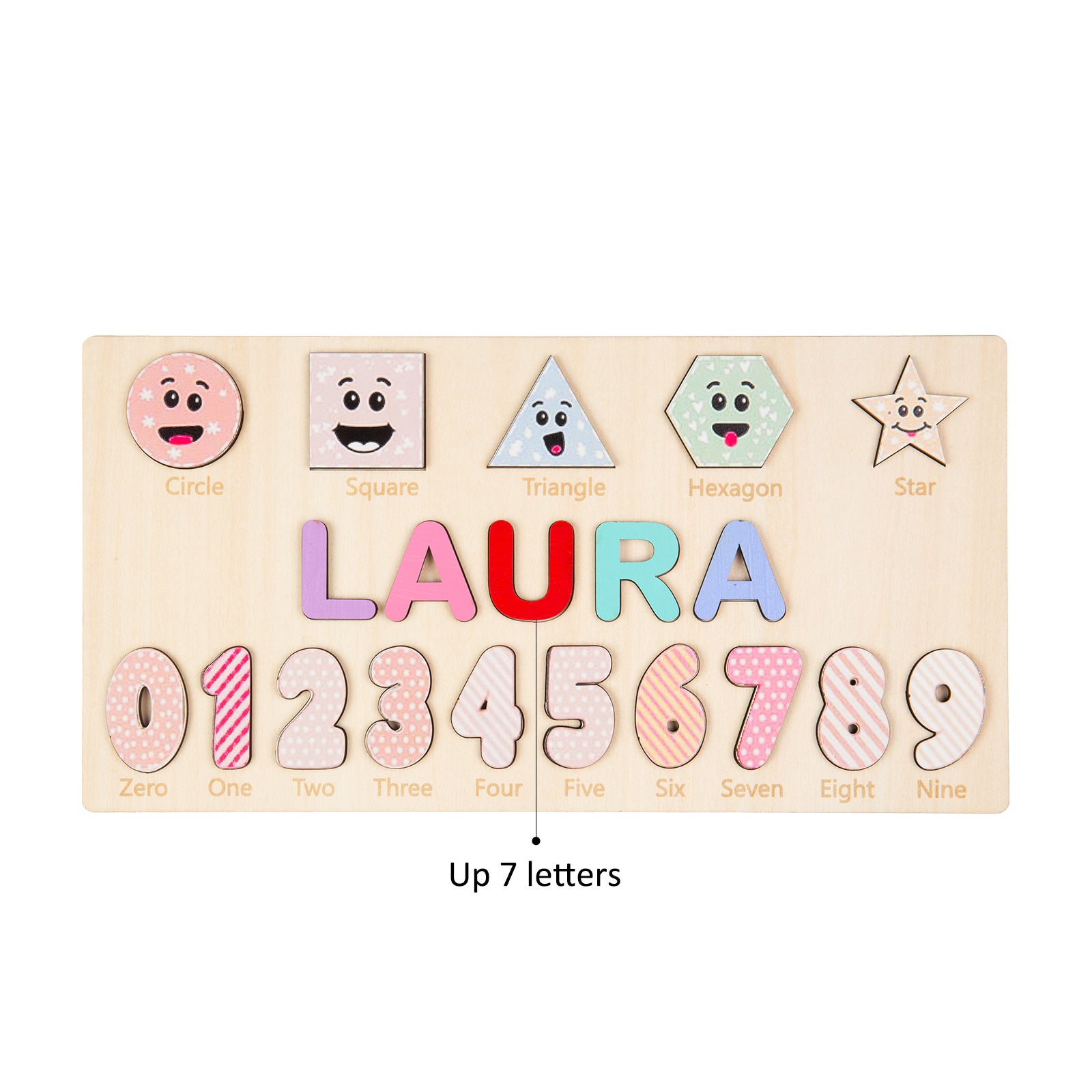 Custom Wooden Name Numbers and Silly Face Shapes 2 Color Options