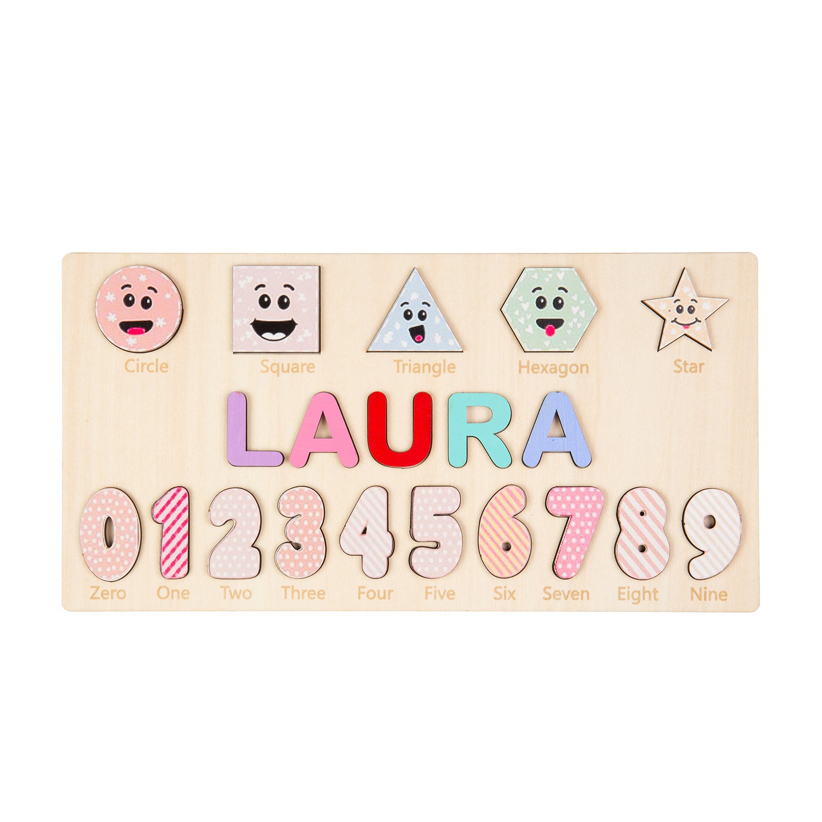 Custom Wooden Name Numbers and Silly Face Shapes 2 Color Options