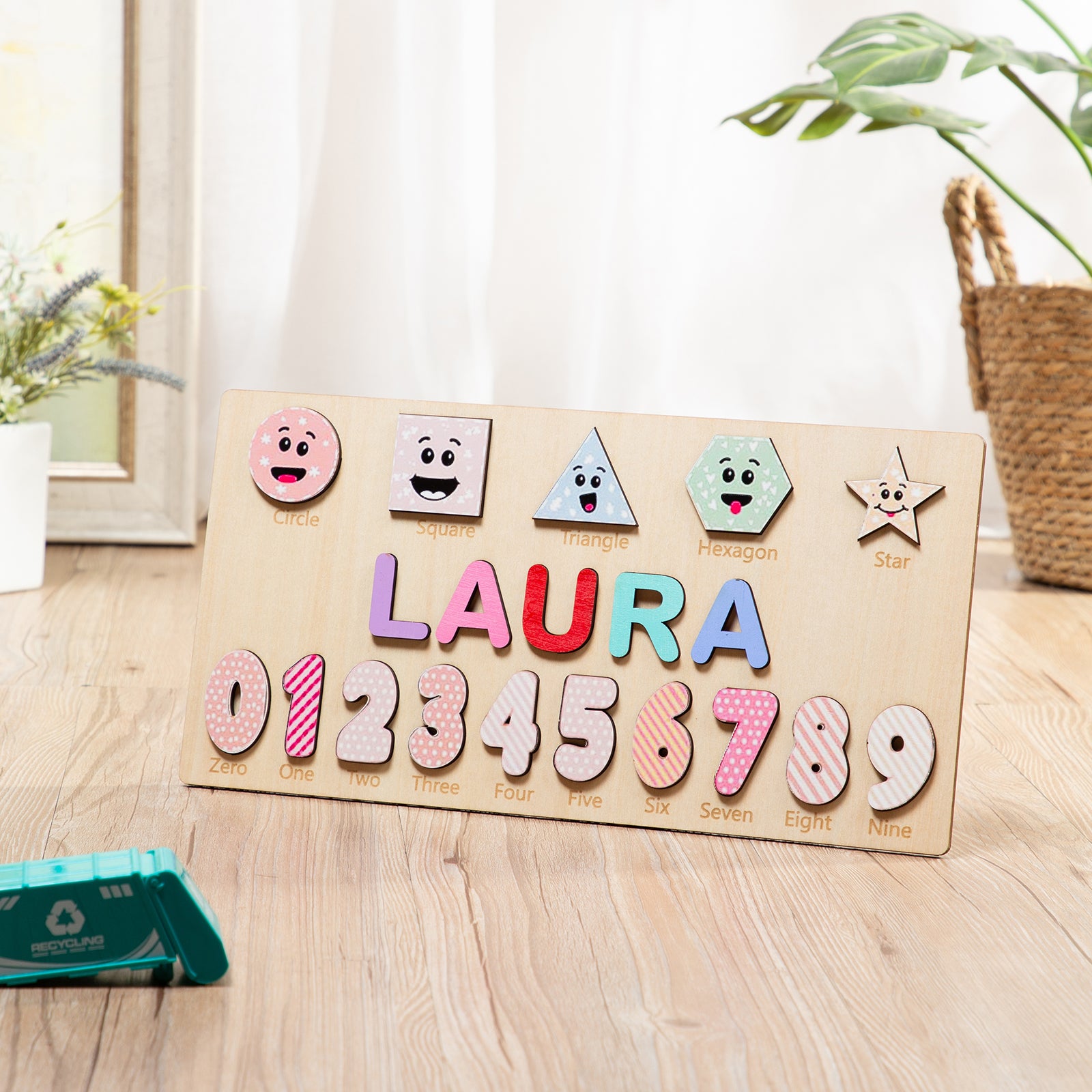 Custom Wooden Name Numbers and Silly Face Shapes 2 Color Options