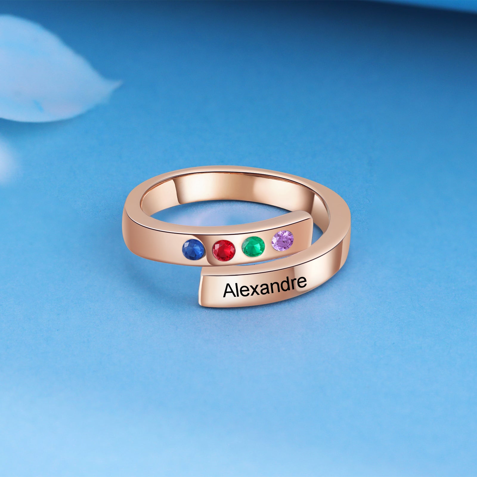 Personalized Engraved Name and Birthstone Ring. Great gift For Mom or Grandma. 2-4 Stones