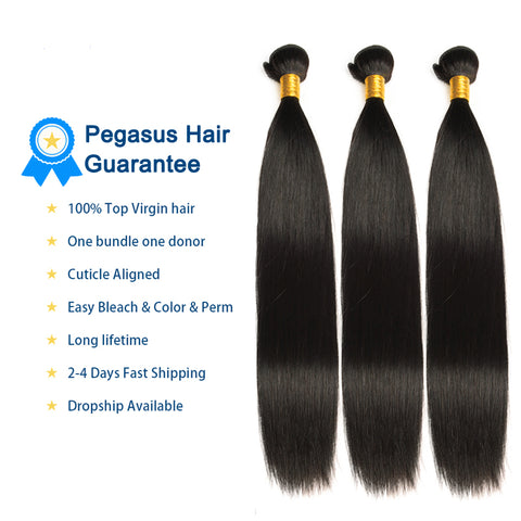 10a grade  raw virgin hair Weaving Straight 3/4 Piece Brazilian Natural Color 100% Human Hair Extension