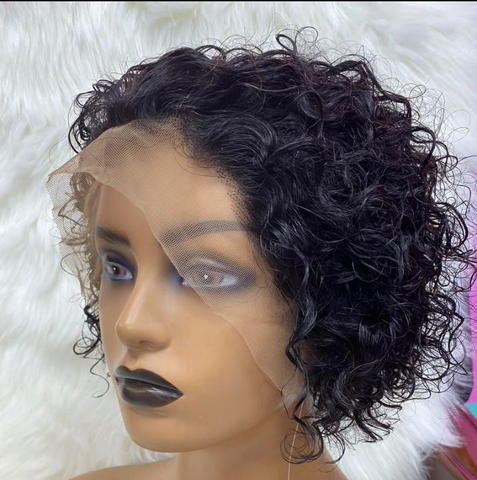 Short Pixie Curl Bob Lace Wigs Human Hair High Density