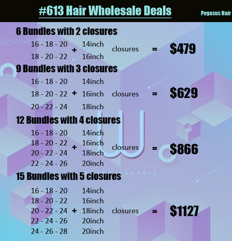 pegasus hair wholesale deals 613 Blonde Bundles with closures Human Hair  Brazilian Remy