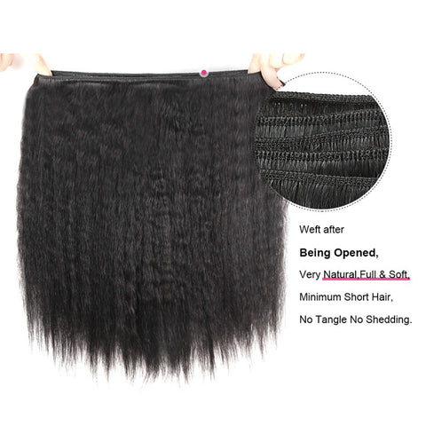 Peruvian Kinky Straight Hair 3 Bundles With 4*4 Closure 100% Remy Human Hair Extension 3 Bundles With Closure Weave Bundles