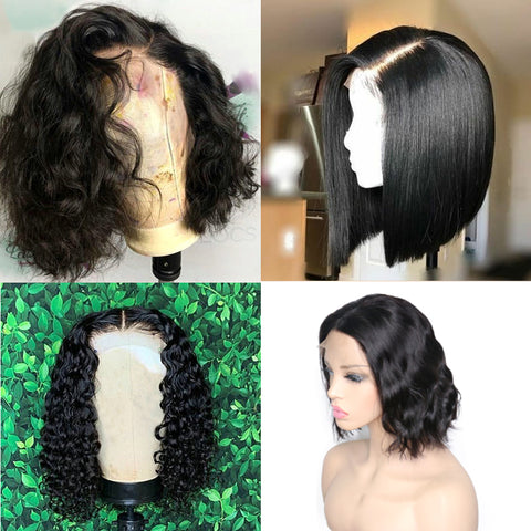 5 x 10" Bob Wigs Deal Lace Front Wigs 150% density Baby Hair swiss lace Wigs For Black Women Pre Plucked Peruvian Remy Hair