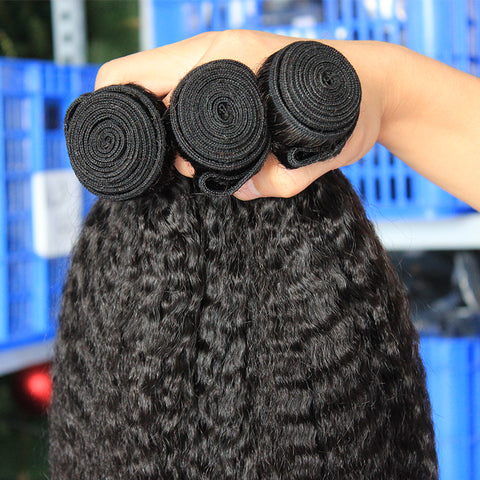 Kinky Straight Hair Brazilian Remy Hair Weave Bundles 100% Human Hair Bundles 3  Hair Products Extensions