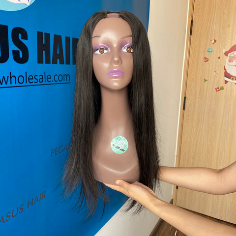 U Part Wig Human Hair Brazilian Straight Wig Hair 100% Remy Full Machine Made Human Hair Wigs  Glueless  Free Shipping