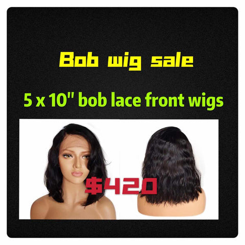5 x 10" Bob Wigs Deal Lace Front Wigs 150% density Baby Hair swiss lace Wigs For Black Women Pre Plucked Peruvian Remy Hair