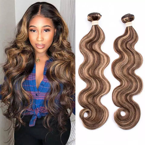 P4-27 Ombre Brown Body Wave Bundles 3/4 Bundles With Closure Frontal 4x4 13x4 Remy Human Hair Extensions Highlight Bundle Brazilian