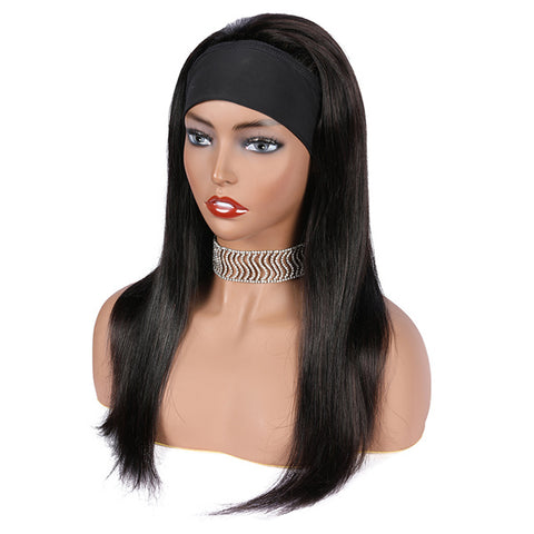 Straight Headband Wig Human Hair Wigs For Women Glueless Scarf Wig Brazilian Remy Hair With 130% 150% 180% Density