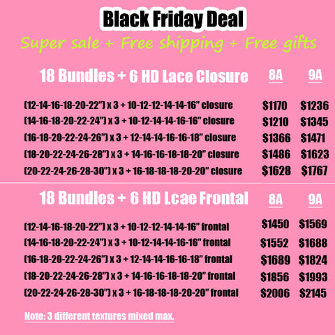 Black Friday Deal 24pcs HD Lace Closure Frontal With Bundles Wholesale Hair - pegasuswholesale