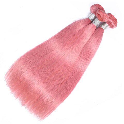 Remy Human Hair Bundles Pink Brazilian Hair Weave Bundles Silky Straight Wholesale 3/4 Bundles Hair Vendor